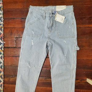 A.n.a. high-waist pinstripe straight carpenter utility jeans size 4 (25/26w) NWT